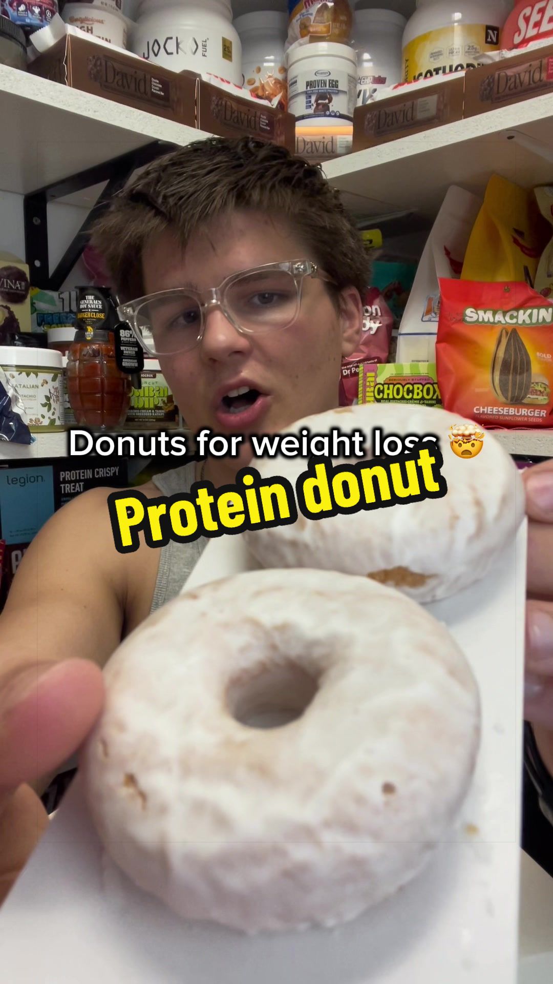 TikTok post by @maximus_munch for Legendary Foods. Caption reads: [...] cake in donut form but still tasty!....