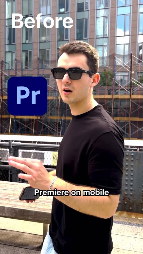 Instagram post by @trwlsh for Adobe Video & Motion. Caption reads: No mic. No studio. Middle of New York City. One....
