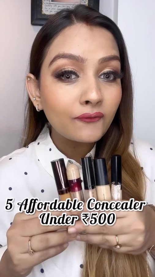 Instagram post by @makeovers_meghna for Colorbar Cosmetics. Caption reads: Best concealers under ₹500 that are full....
