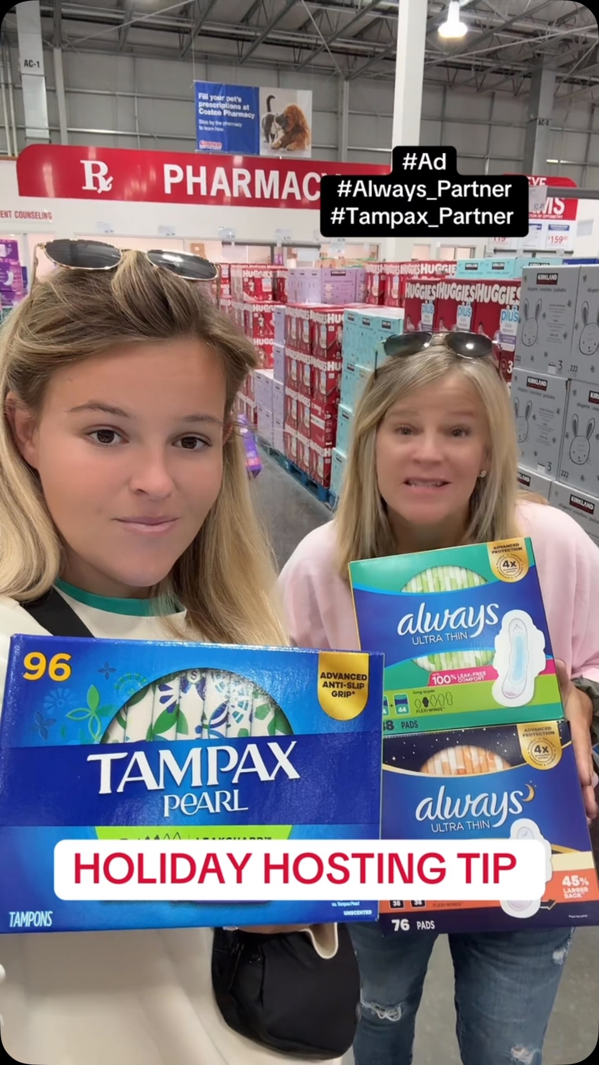 Instagram post by @megandmaddie for Tampax. Caption reads: #Ad #Always_Partner #Tampax_Partner Make the....