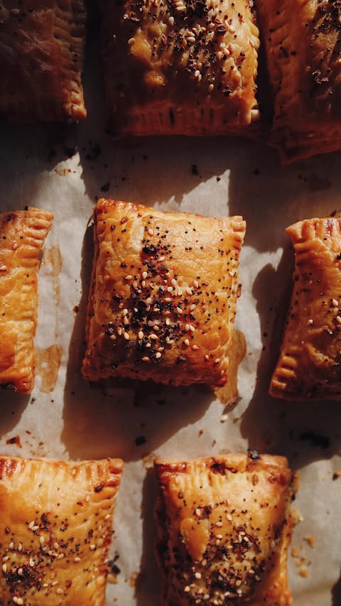 Instagram post by @momentsofsugar for Premio Foods. Caption reads: [...] sooo flaky and bursting with flavor!....