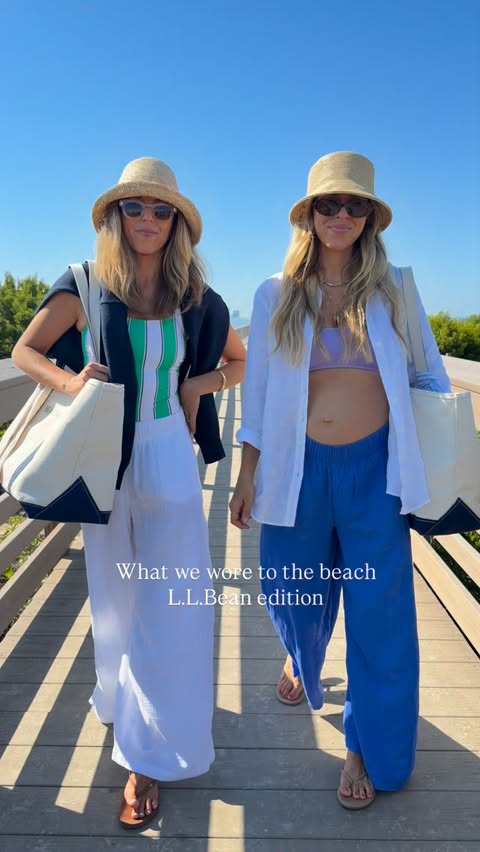 Instagram post by an influencer for L.L.Bean. Caption reads: How we’re styling our @llbean for the beach 🌊....