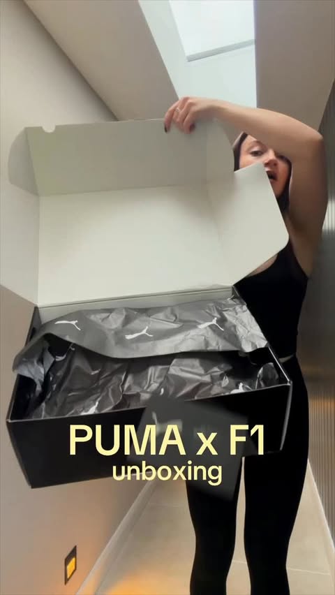 Instagram post by @skyeupshall for FORMULA 1. Caption reads: The new @pumamotorsport X @f1 range is here....