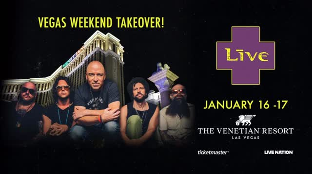 Instagram post by @livetheband for The Venetian Las Vegas. Caption reads: LAS VEGAS! @livetheband is performing at The....