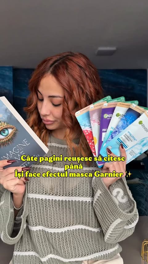Instagram post by @cesimaa for GARNIER ROMANIA. Caption reads: Ce fac atunci când îmi pun o mască pe față -....