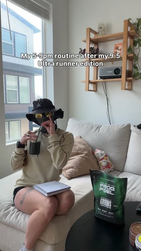 Instagram post by @maddy_runs for FrogFuel. Caption reads: [...] runner 🐸 • • #gifted #stayunbreakable....