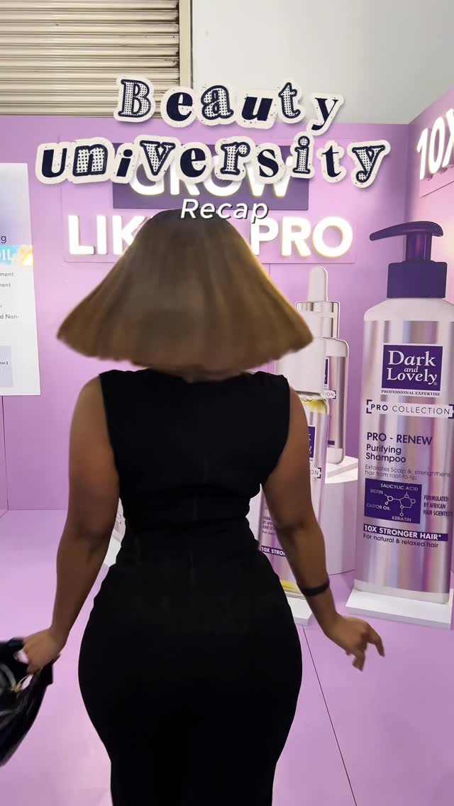 Instagram post by @_blackambitions for Dark and Lovely. Caption reads: Enrolled in beauty school, graduated with flawless....