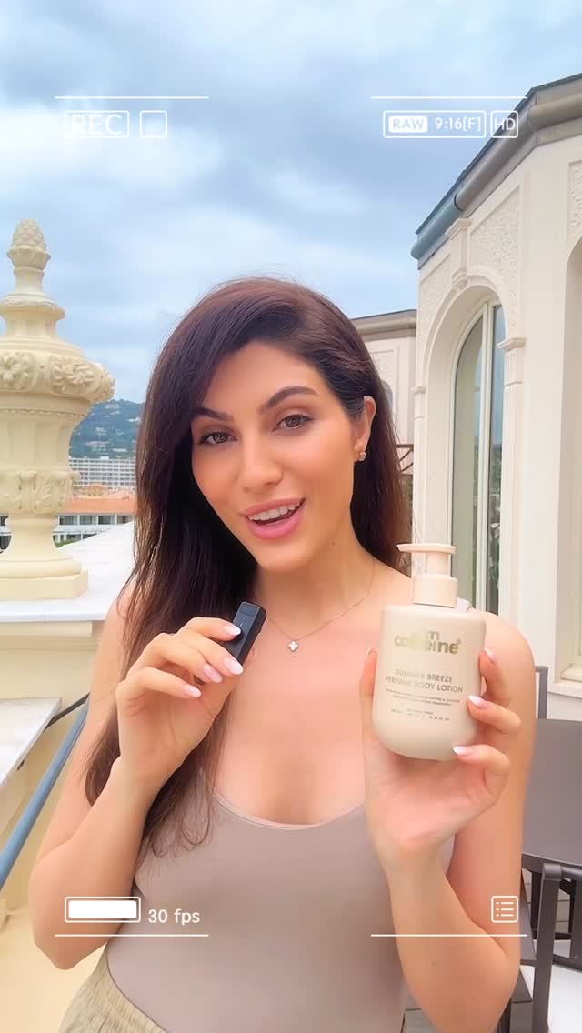 Instagram post by @iamelnaaz for Mcaffeine. Caption reads: Comment ‘Summer’ for my fav perfume body lotion....
