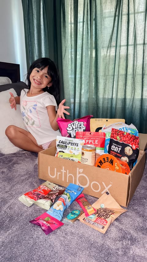 Instagram post by @princess.eva_ for UrthBox. Caption reads: [...] to receive yummy healthy snacks from....