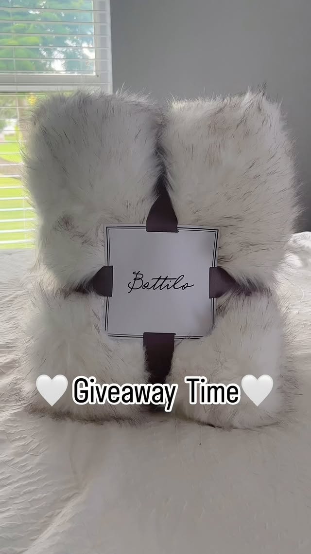 Instagram post by @gulcesnk for Battilo Home. Caption reads: #ad ✨ GIVEAWAY CLOSED! ✨ Win this luxurious faux....
