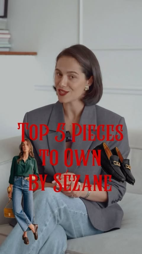 Instagram post by @yevtopyer for Sezane. Caption reads: 5 timeless @sezane pieces that will be in your....