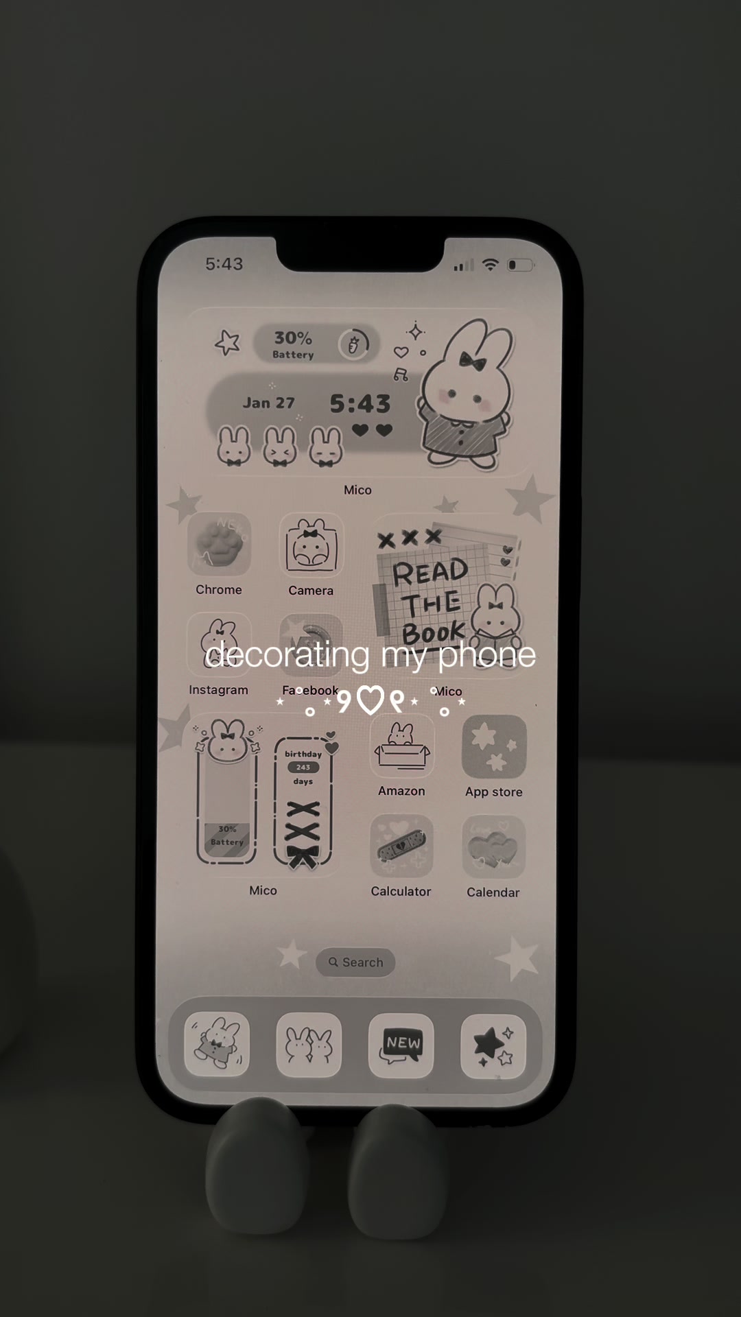 TikTok post by @lalunafleurs for Mico Widget. Caption reads: [...] with @mico_widget 𐔌՞. .՞𐦯 #minivlog....