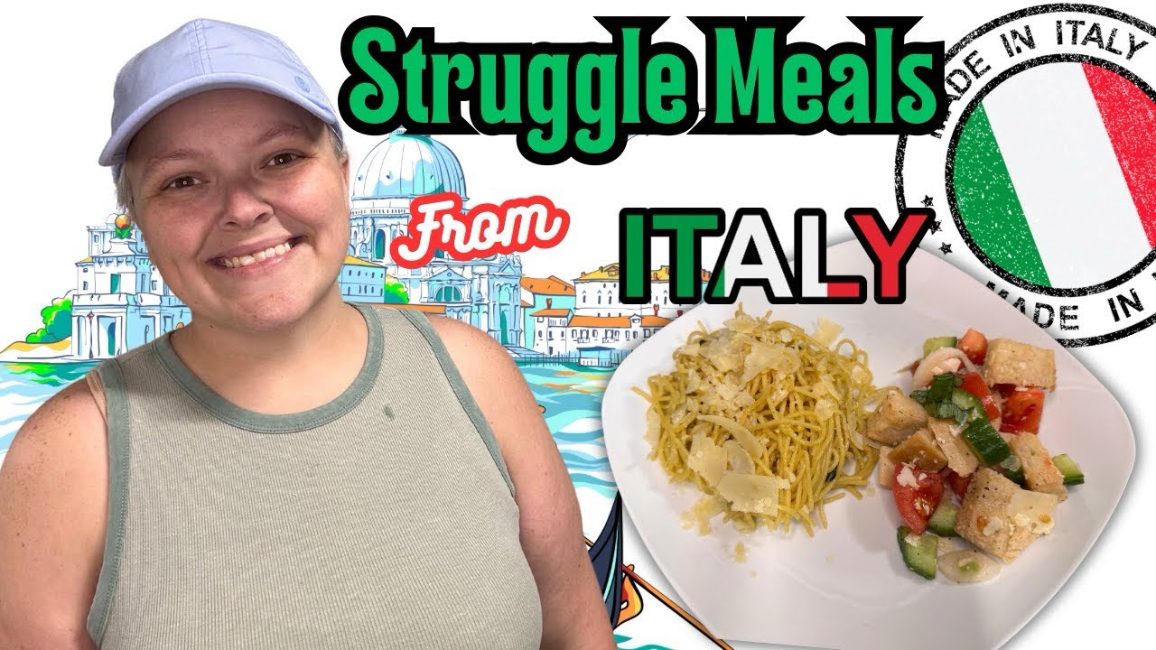 YouTube post by @SouthernFrugalMomma for Pasta Evangelists. Caption reads: Struggle Meals From Italy || 2 AMAZINGLY Delicious....