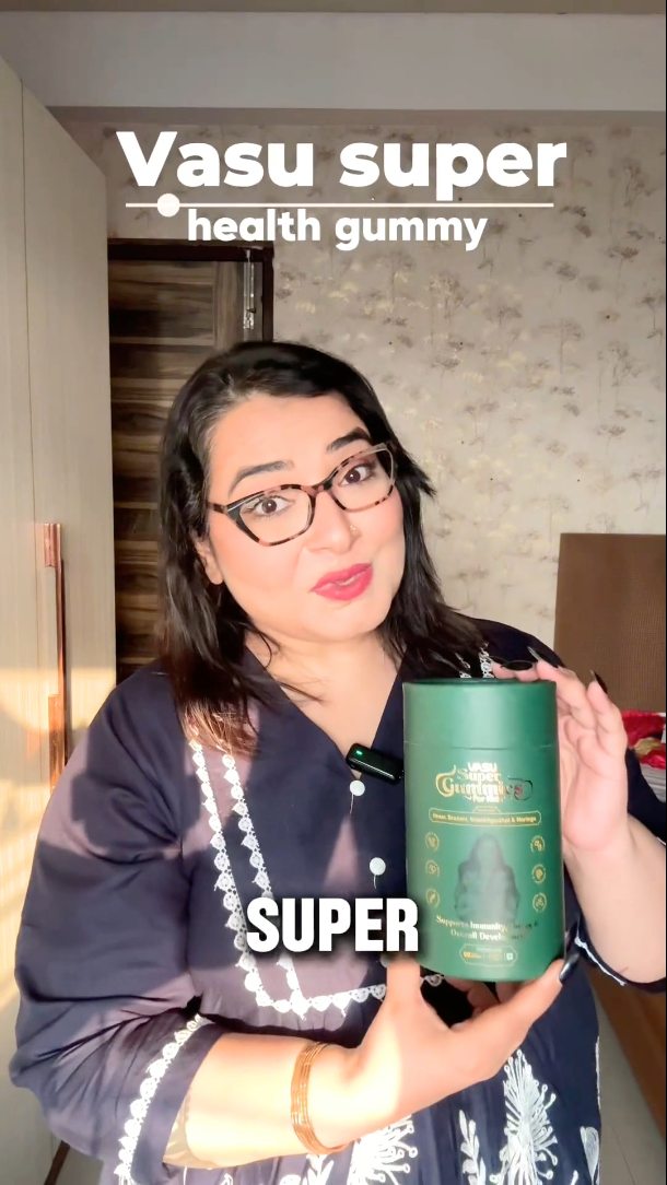 Instagram post by @mummasauruss for Vasu Healthcare. Caption reads: Ayurvedic blend for kids overall Growth?? I got....