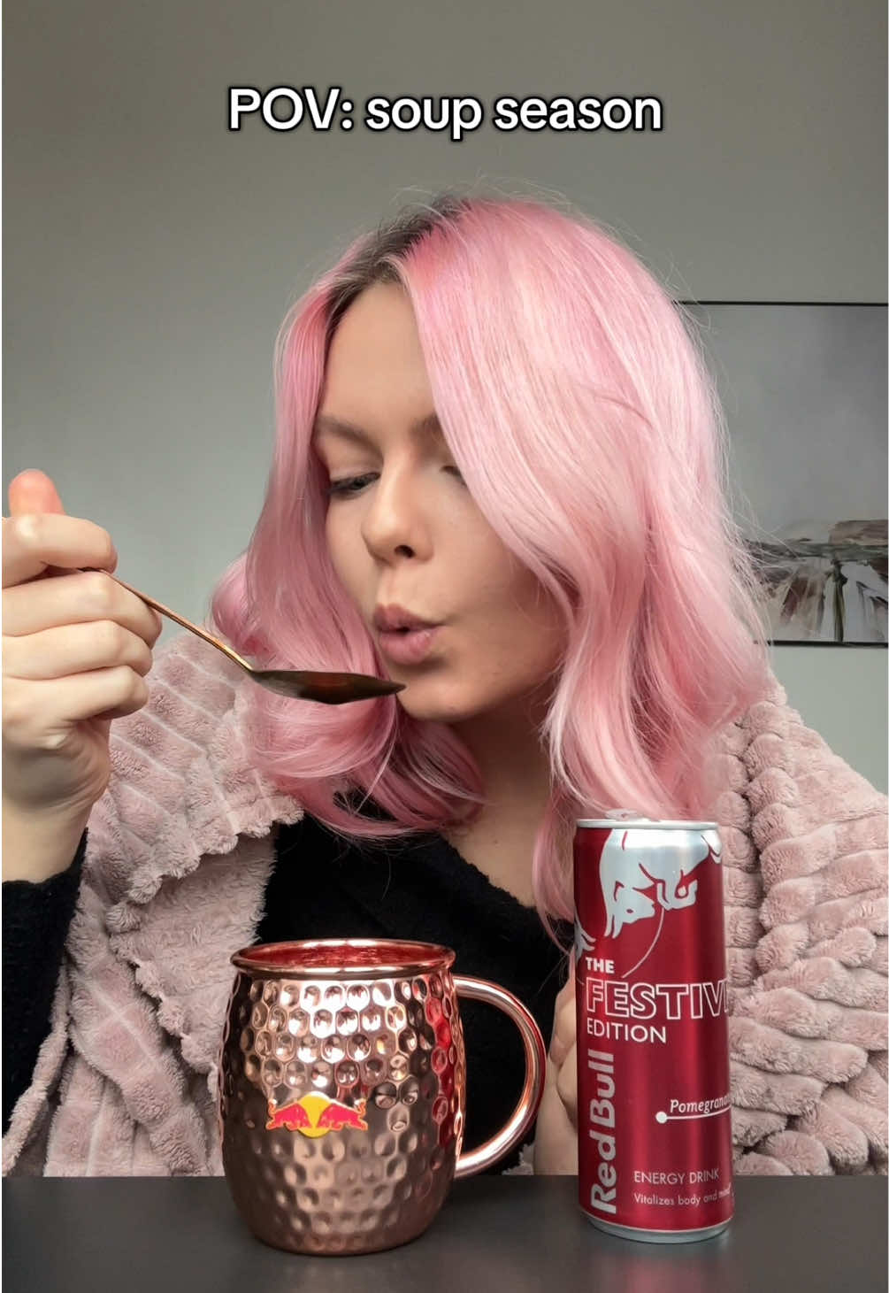 TikTok post by @helen.eriksoo for Red Bull. Caption reads: [...] your favorite soup? 🤩✨ @Red Bull Estonia....