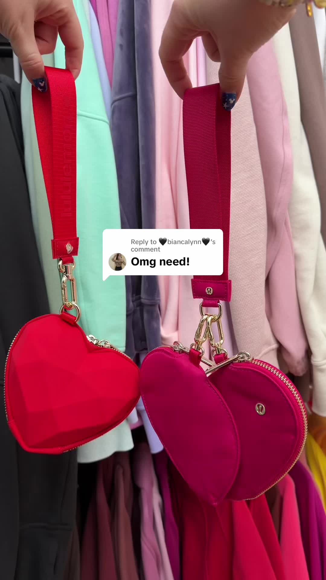 TikTok post by @jkmckay for lululemon. Caption reads: [...] NEW HEART WRISTLET!!!! @lululemon....