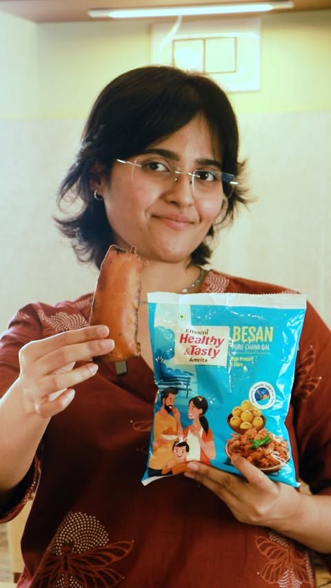 Instagram post by @__justanothercook__ for Emami Healthy & Tasty. Caption reads: Nyatano Kumroni is no fun to accompany a Sunday....