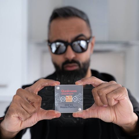 Instagram post by @supersaf for Qualcomm. Caption reads: It's official, the Qualcomm Snapdragon 888! The....
