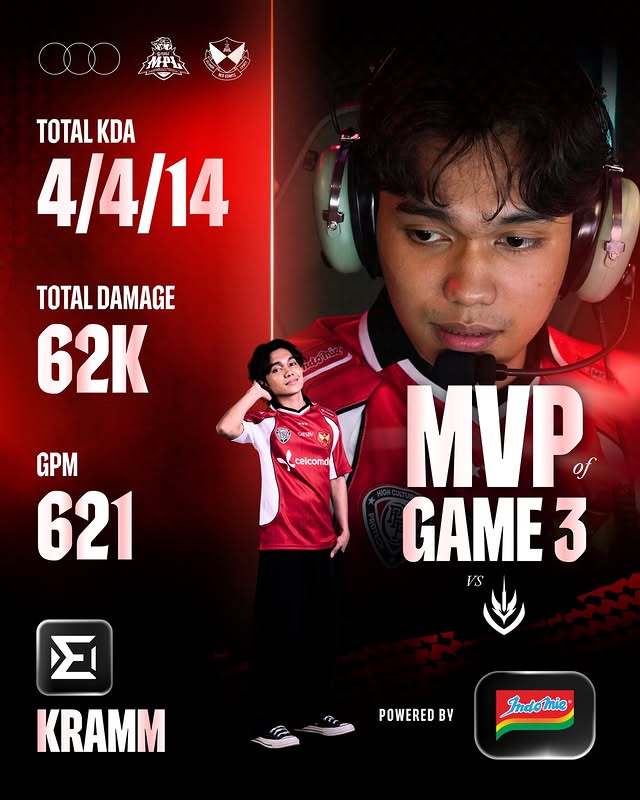 Instagram post by @srg.esportsmy for Indomie Seleraku. Caption reads: Leading by example when it mattered most. 🫡....