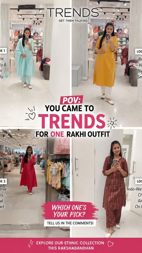 Instagram post by @official_tushiva_8 for Reliance Trends. Caption reads: [...] TRENDS. ✨ #RakshaBandhan #TRENDS....