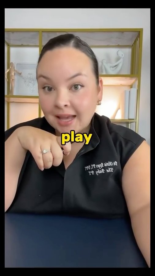 Instagram post by @dr.oliviaofficial for Fisher-Price. Caption reads: ✅ Comment LINK and I’ll send you my PT-approved....