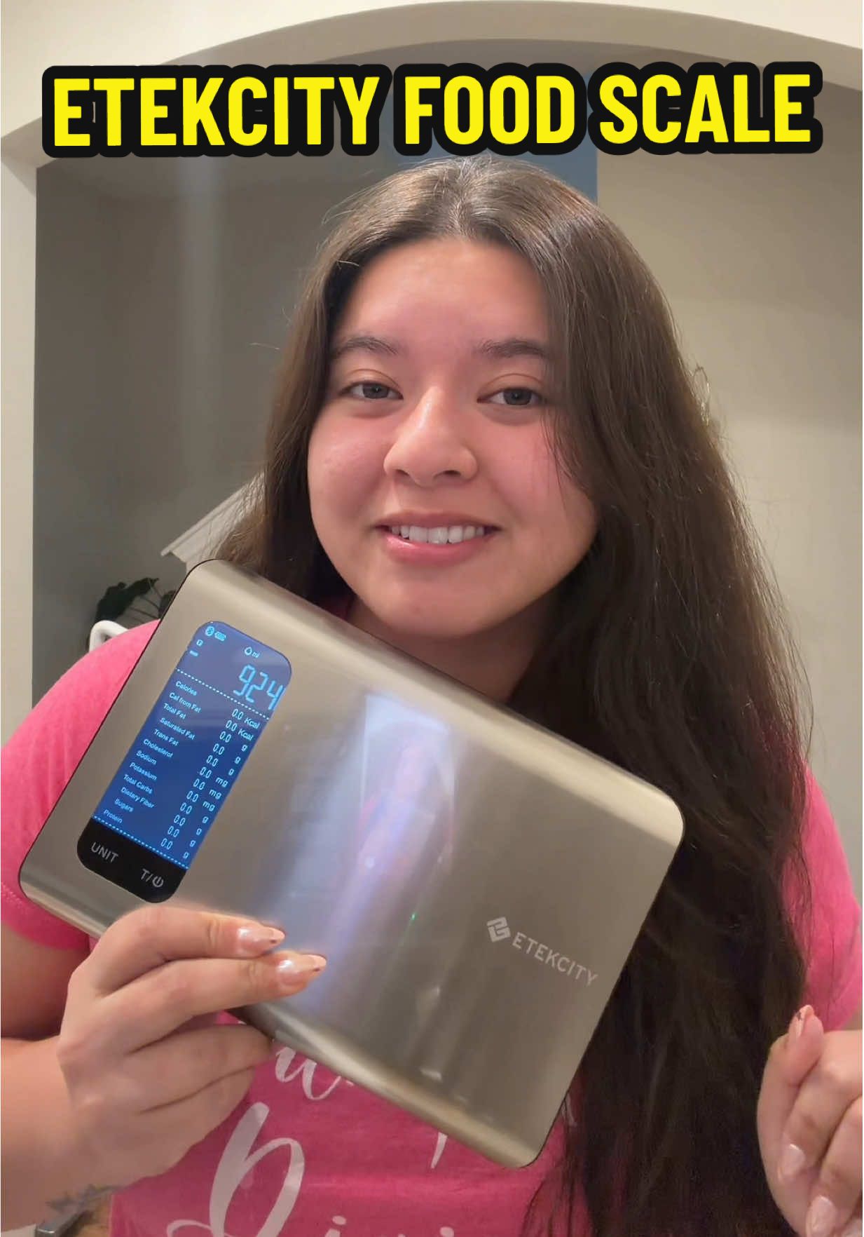 TikTok post by @meldidumpsterdive for Etekcity. Caption reads: [...] this scale on Amazon or TikTok Shop 💚....