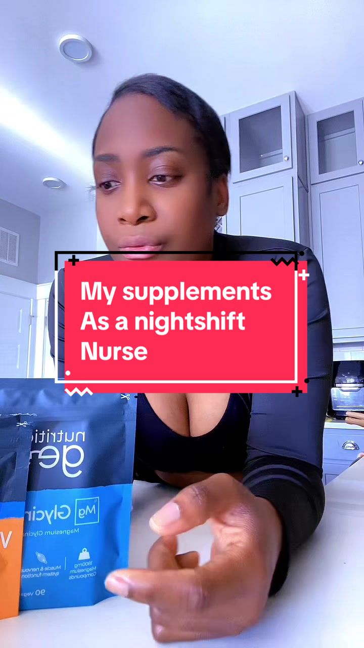 TikTok post by @dsnursejourney for Nutrition Geeks. Caption reads: [...] your go to supplements as Nurses?....