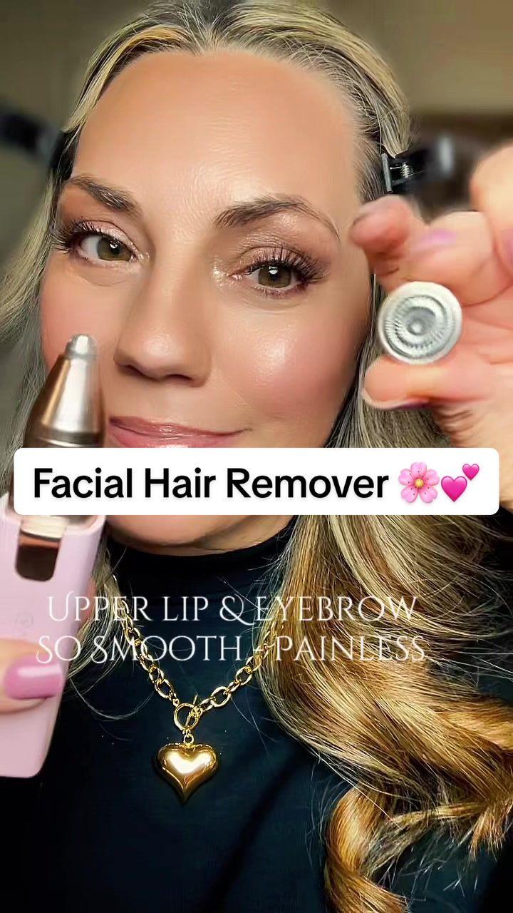 TikTok post by @positivevibesheart for Vogcrest. Caption reads: @VOGCREST Eyebrow & Facial Hair Remover 2 in 1 so....