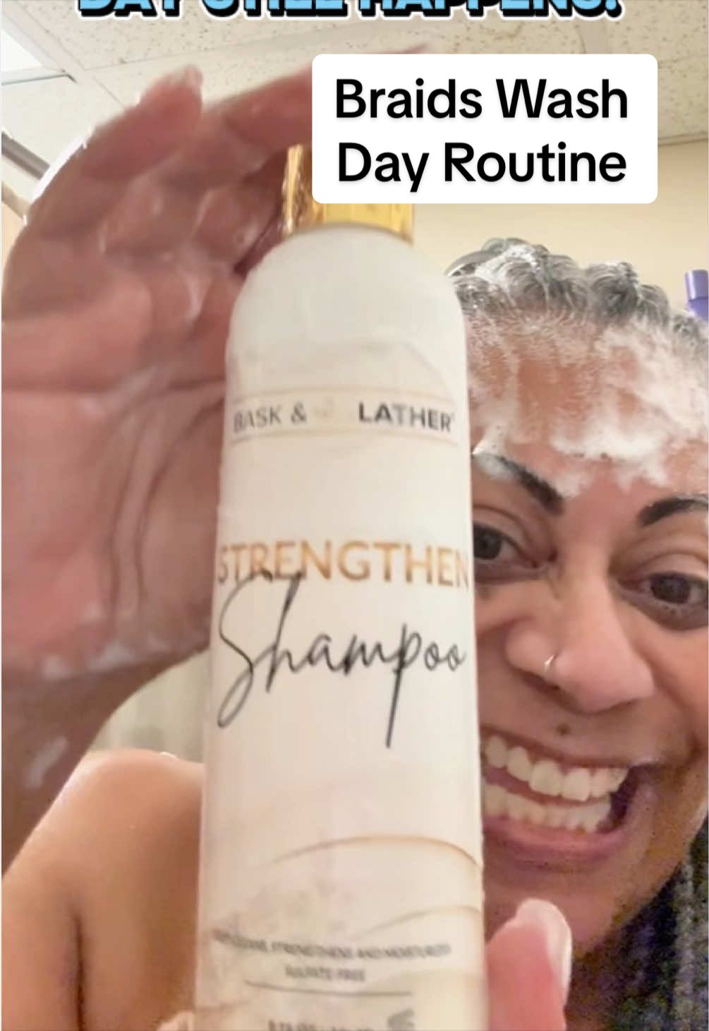 TikTok post by @createwithruthless for Bask & Lather Co. Caption reads: Braids wash day- Protective style doesn’t mean....