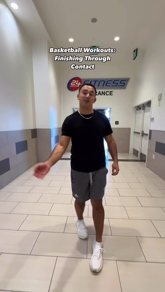 Instagram post by @cdiazbball for 24 Hour Fitness. Caption reads: Struggling to finish through contact? 💪 Even the....
