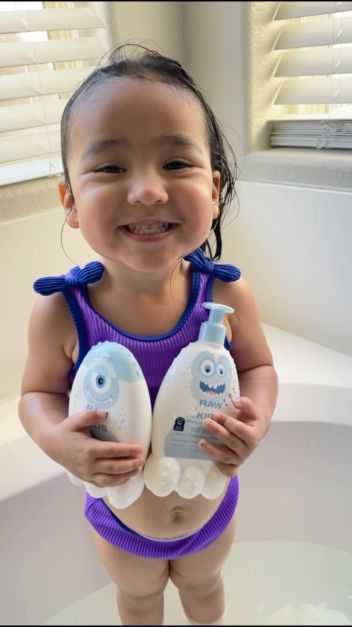 Instagram post by @dylnne for Raw Sugar Living. Caption reads: The Raw Sugar Kids 2-in-1 Shampoo + Conditioner &....