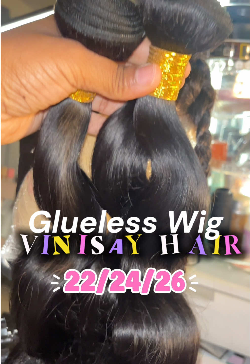 TikTok post by @nytorii for Kenra Professional. Caption reads: [...] #fyp #gluelesswig #2x6closurewig....