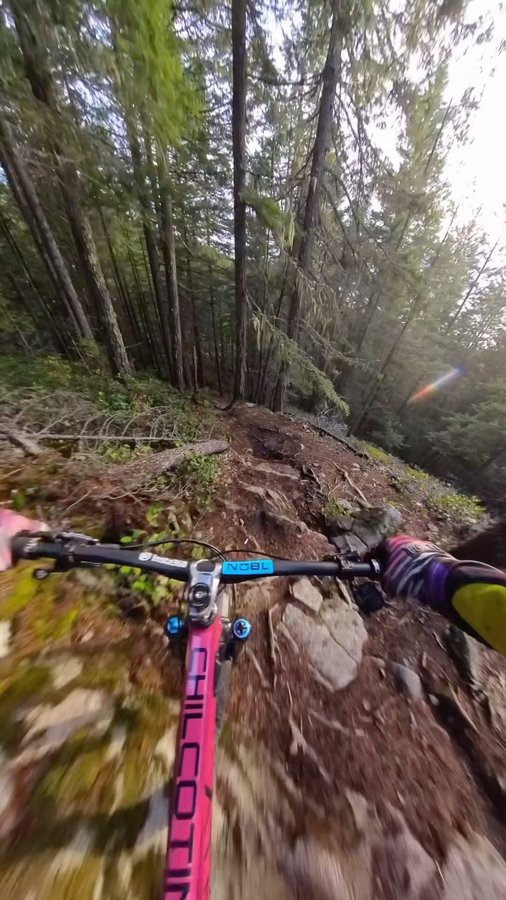 Instagram post by @vancanmtb for NOBL Wheels. Caption reads: [...] #insta360mtb 🚲 @knollybikes @noblwheels....