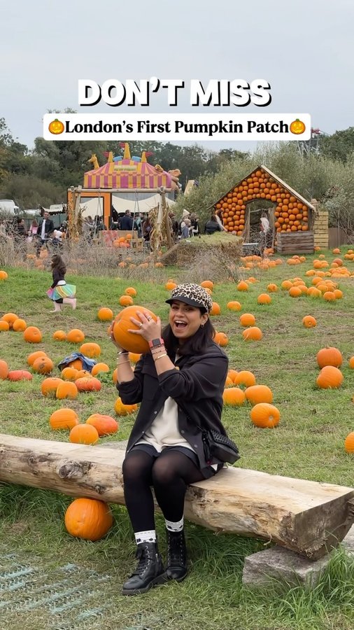 Instagram post by @gunjansoodofficial for fvrup.com. Caption reads: 🎃Hobbledown Heath Pumpkin Patch is BACK!

🍂West....