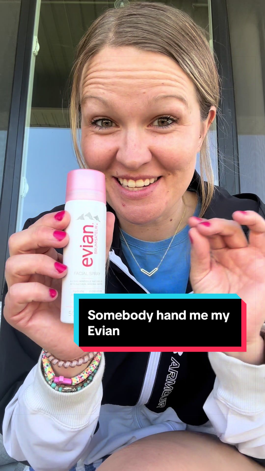 TikTok post by @mary_k26 for Evian Facial Spray USA. Caption reads: This is so refreshing and hydrating. Absolutely a....
