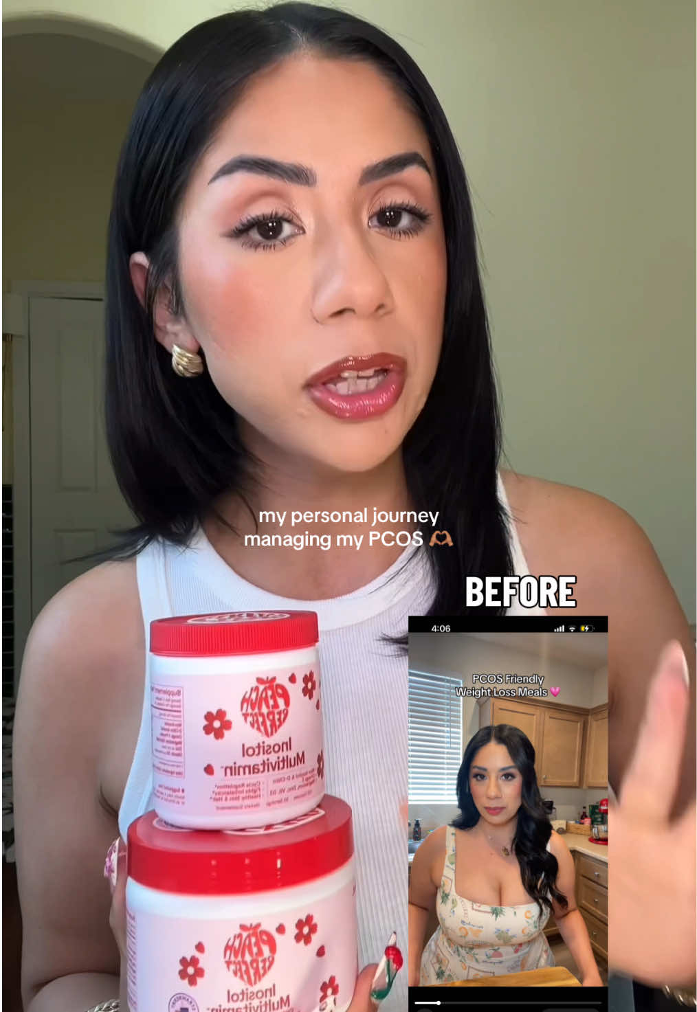 TikTok post by @highvibemari for Peach Perfect Nutrition. Caption reads: @Peach Perfect Nutrition has been my go to for....