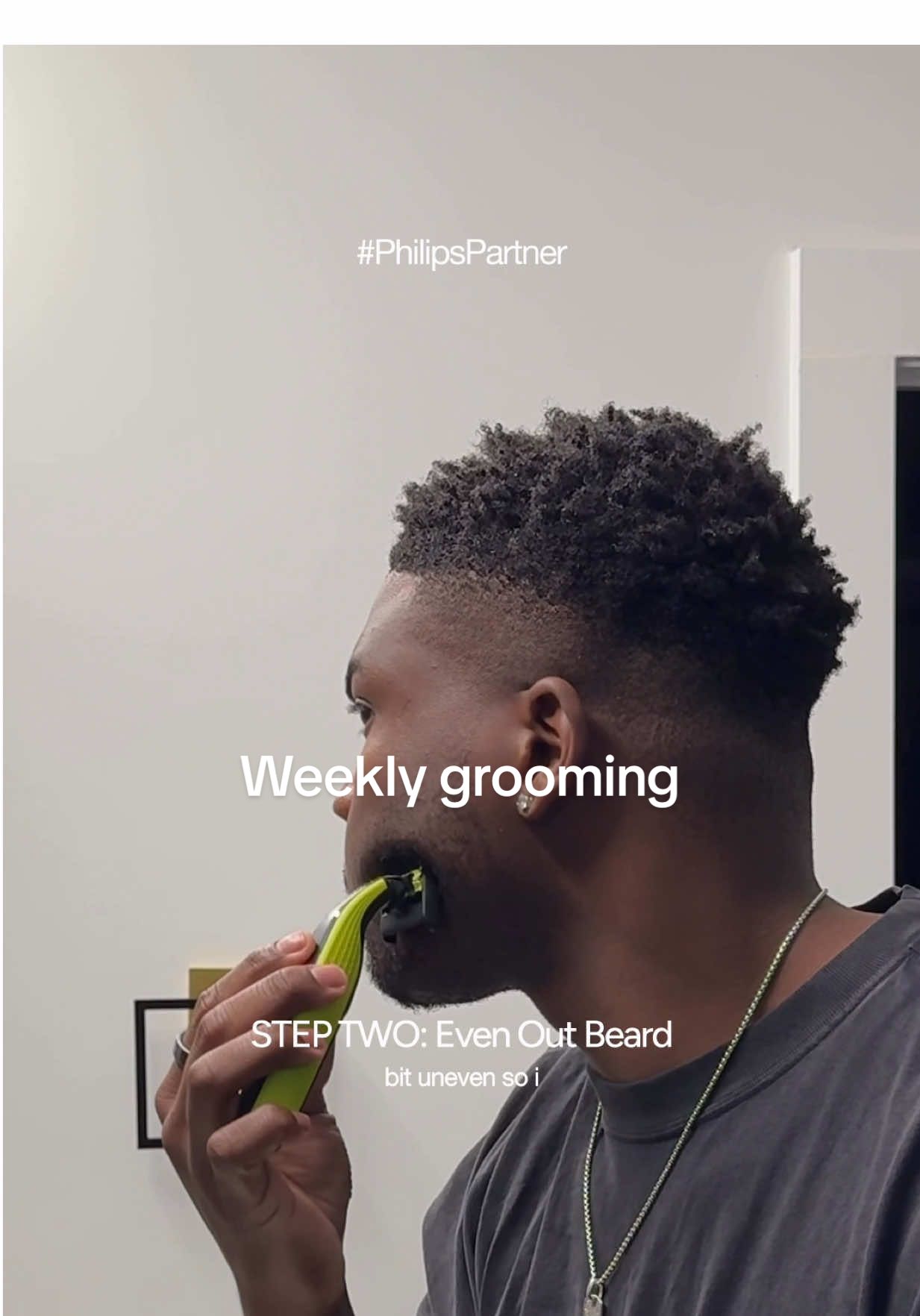 TikTok post by @therealdayo for Philips. Caption reads: [...] and consistent every week using my @Philips....