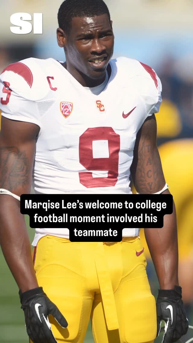 Instagram post by @adampfaris for Sports Illustrated. Caption reads: Marqise Lee’s welcome to college football moment....