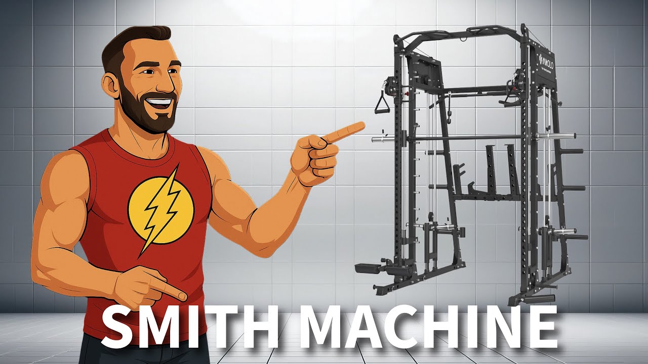 YouTube post by @911Reviews for MIKOLO. Caption reads: MIKOLO Fitness M4 2.0 Smith Machine - All-In-One....