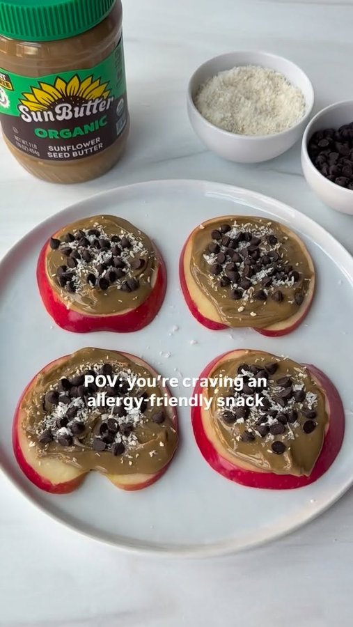 Instagram post by @lesswithlaur for SunButter. Caption reads: When it comes to snacking, I always have to have....