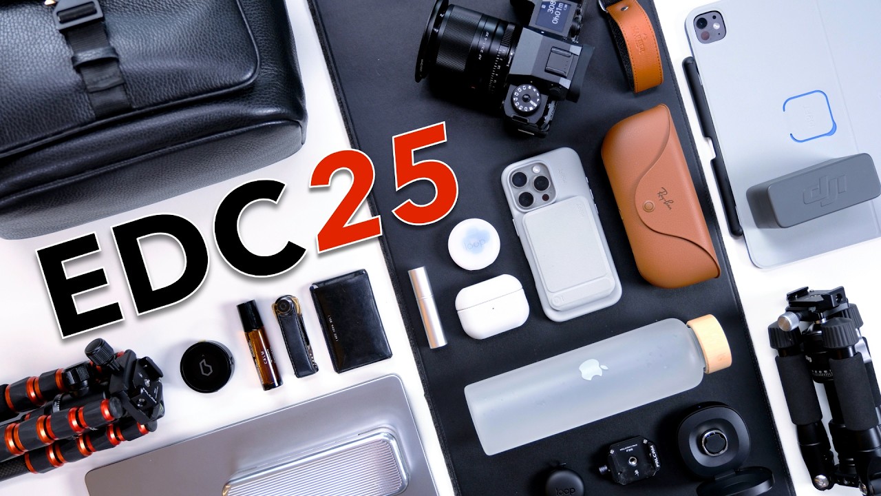 YouTube post by @BetterCreating for Orbitkey. Caption reads: My Everyday Carry 2025: Essential Daily Tech To....