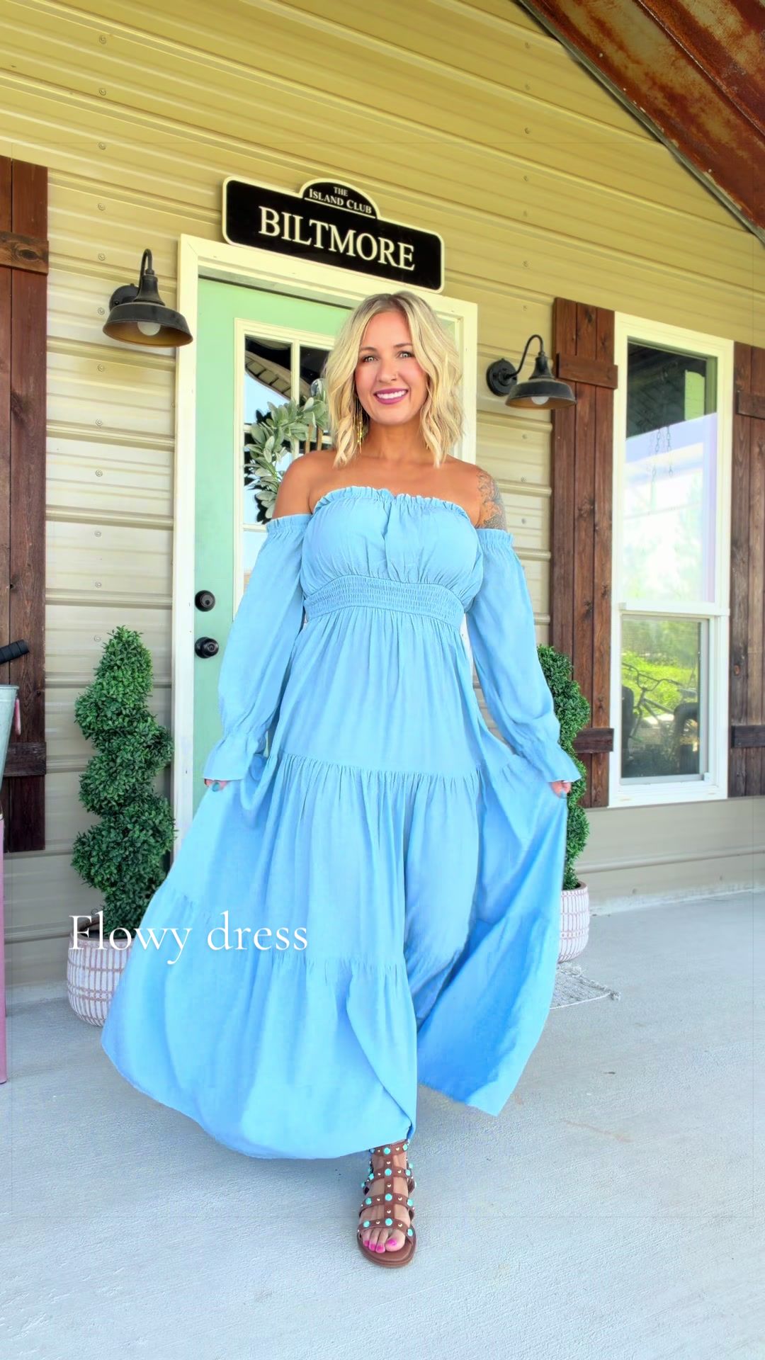 TikTok post by @bridgetkayowens for ZESICA USA. Caption reads: This dress gets compliments every single time I....