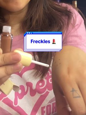 TikTok post by @lifeasleena.mac_ for Babygodewy Beauty. Caption reads: [...] freckle girly but now I am!! Give....