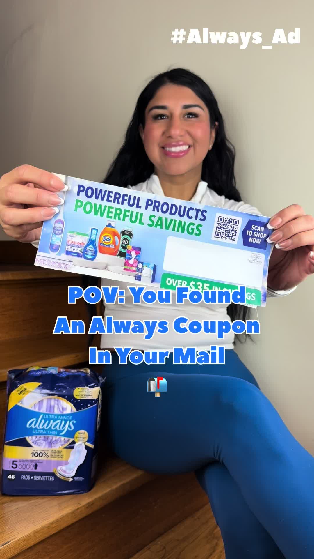 TikTok post by @donnaleahful for Always. Caption reads: #Always_Ad @Always 💙💸 Don't miss out on this....