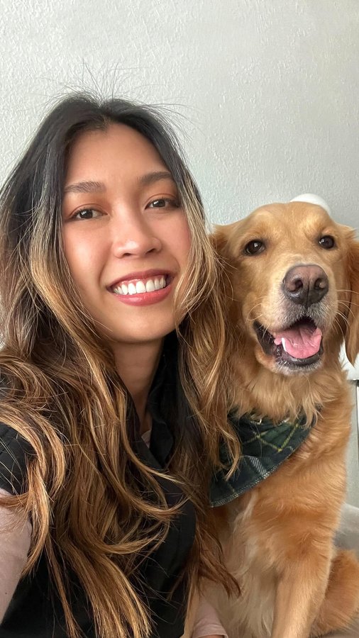 Instagram post by @paulenejsn for Mediclo. Caption reads: [...] my best girl Cookie 🫧🦮💕 & @shopmediclo....