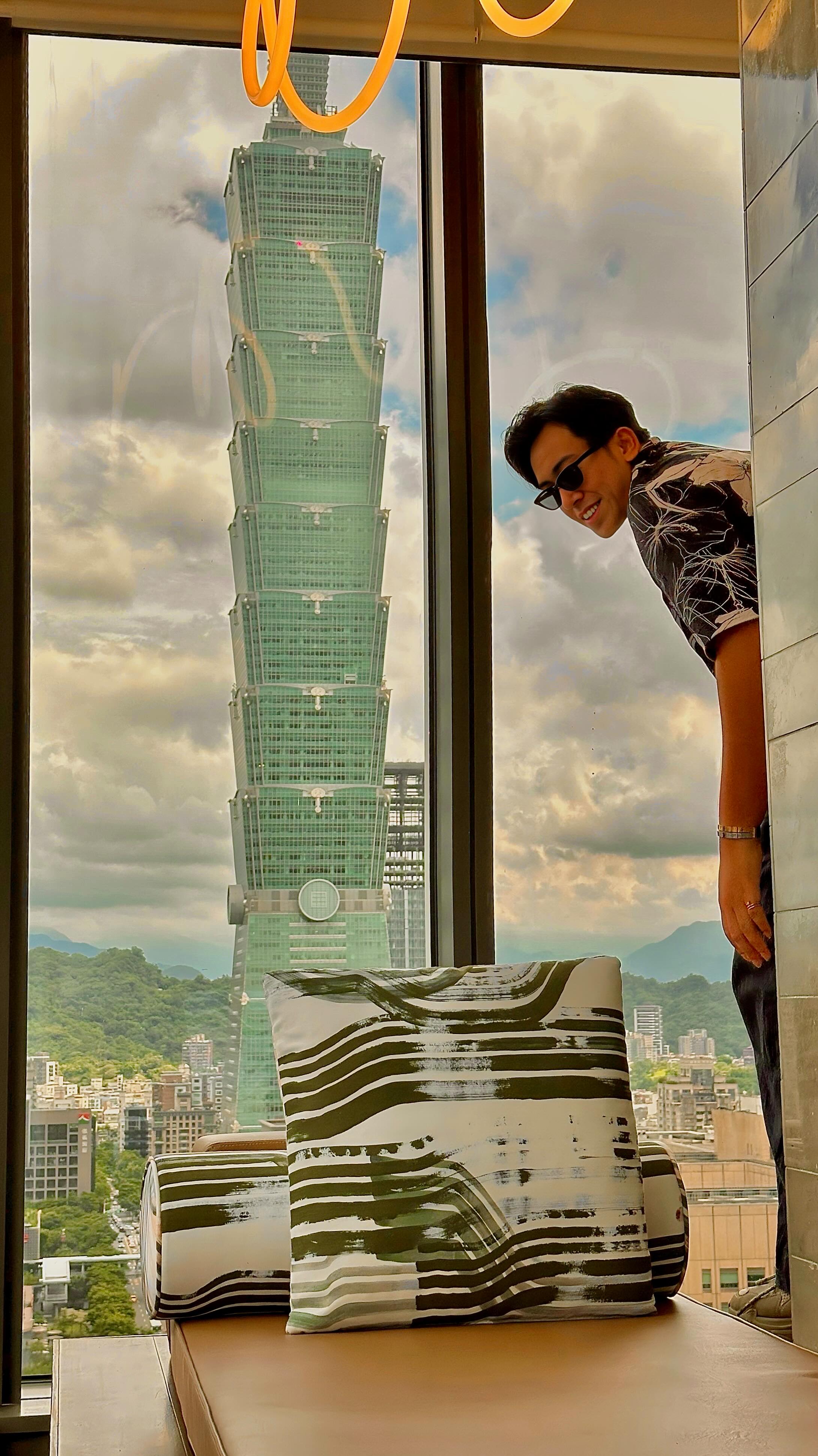 Instagram post by @mimosasour for W Hotels. Caption reads: Sky-High Luxury: W Taipei’s Most Lavish....