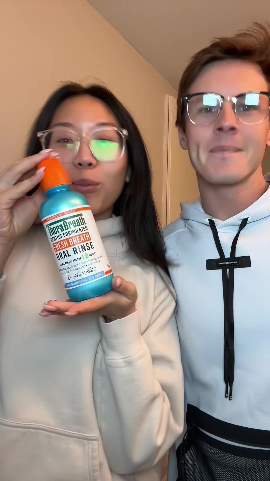 TikTok post by @cindysimply for TheraBreath. Caption reads: #ad We love our @TheraBreath US Fresh Breath Oral....