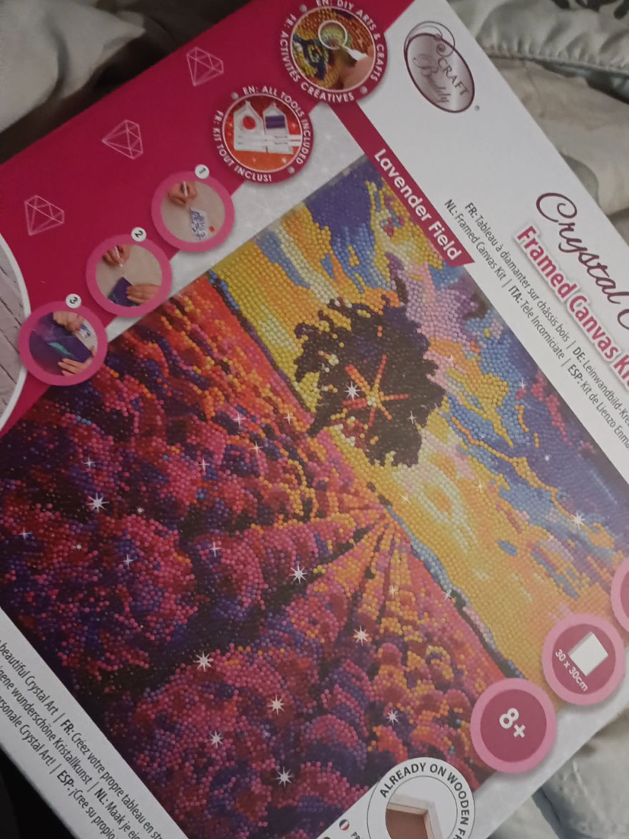 TikTok post by @jennifer_mansell for Craft Buddy. Caption reads: lavender fields diamond art by @Craft Buddy UK....