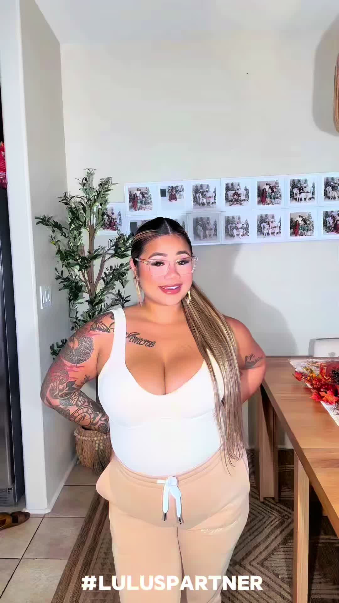 TikTok post by an influencer for Lulus. Caption reads: [...] the comments — 1, 2, 3, or 👀? #luluspartner....