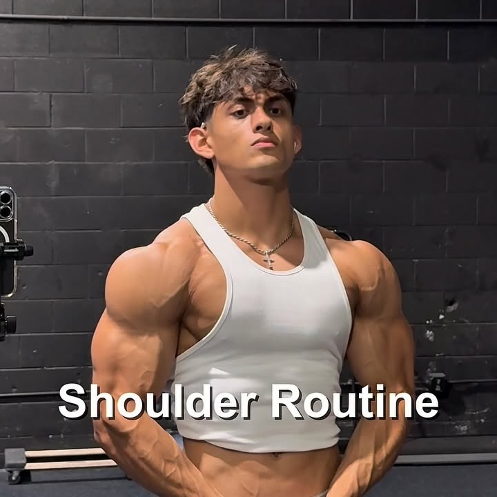 Instagram post by @christianarcher_ for C4 Energy. Caption reads: Full Shoulder Routine. Fueled by @c4energy....